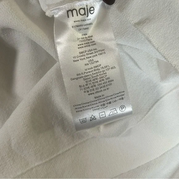 Maje Monica red and white pleated bell sleeve sweater - Picture 6 of 12